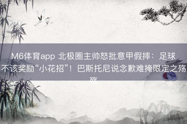 M6体育app 北极圈主帅怒批意甲假摔：足球不该奖励“小花招”！巴斯托尼说念歉难掩限定之殇